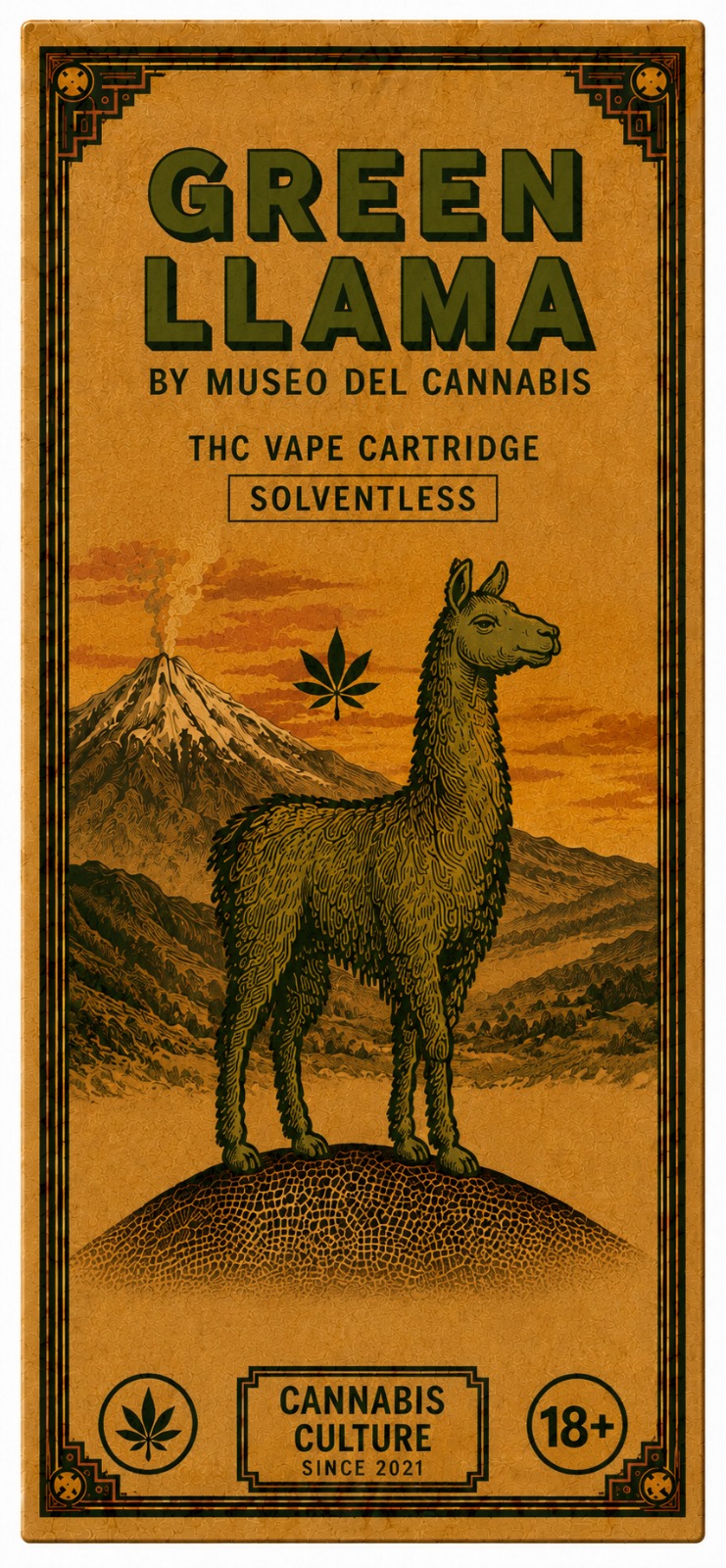 Caja kraft Green Llama — llama sobre el volcán Misti